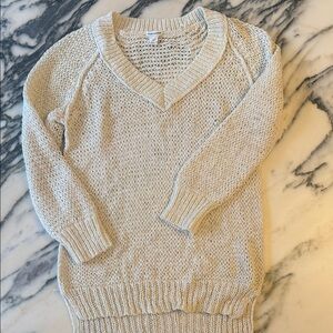 Club Monaco Cream Knit V-Neck Sweater